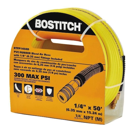 Bostitch 50-ftX1/4-in PVC/Rubber Blend Hose with Fitting BTFP1450D
